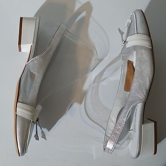 Bruno Magli Slingback Metallic Chunk Heels 40 - Picture 3 of 8